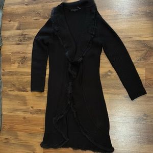 BOGO Dolce Cabo fur trimmed maxi brown sweater